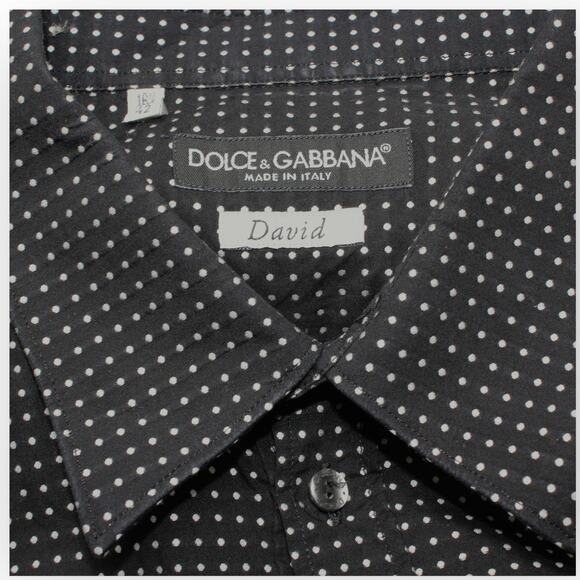 42/16.5 Dolce&Gabbana Black PolkaDot Jacquard Cotton DAVID Tailored Italy - Picture 3 of 16